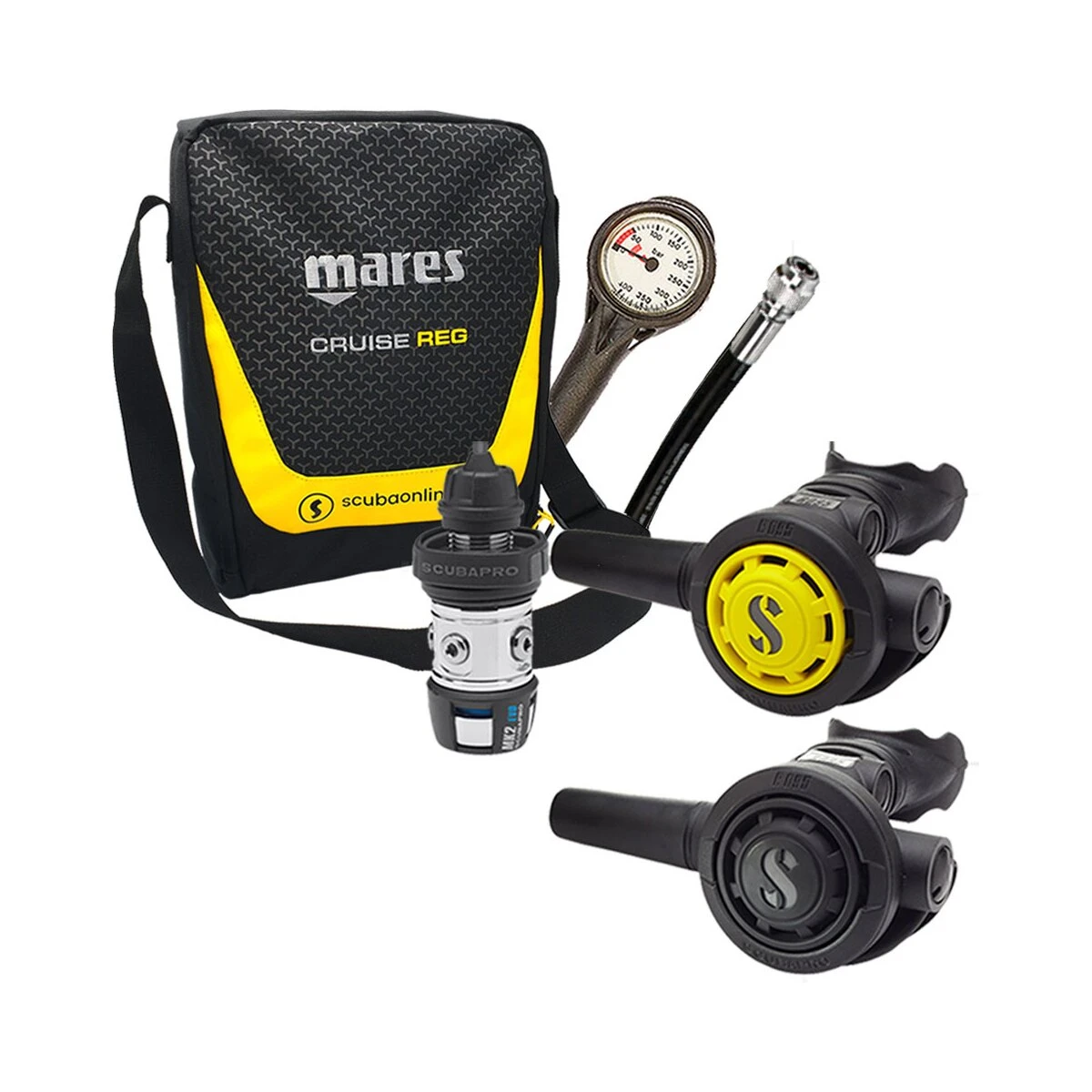 Atemregler Komplettset MK2 EVO DIN 300 / R095 / R095 / Atemreglertasche / Finimeter / Inflatorschlauch 3 Atemregler Komplettset MK2 EVO DIN 300 / R095 / R095 / Atemreglertasche / Finimeter / Inflatorschlauch