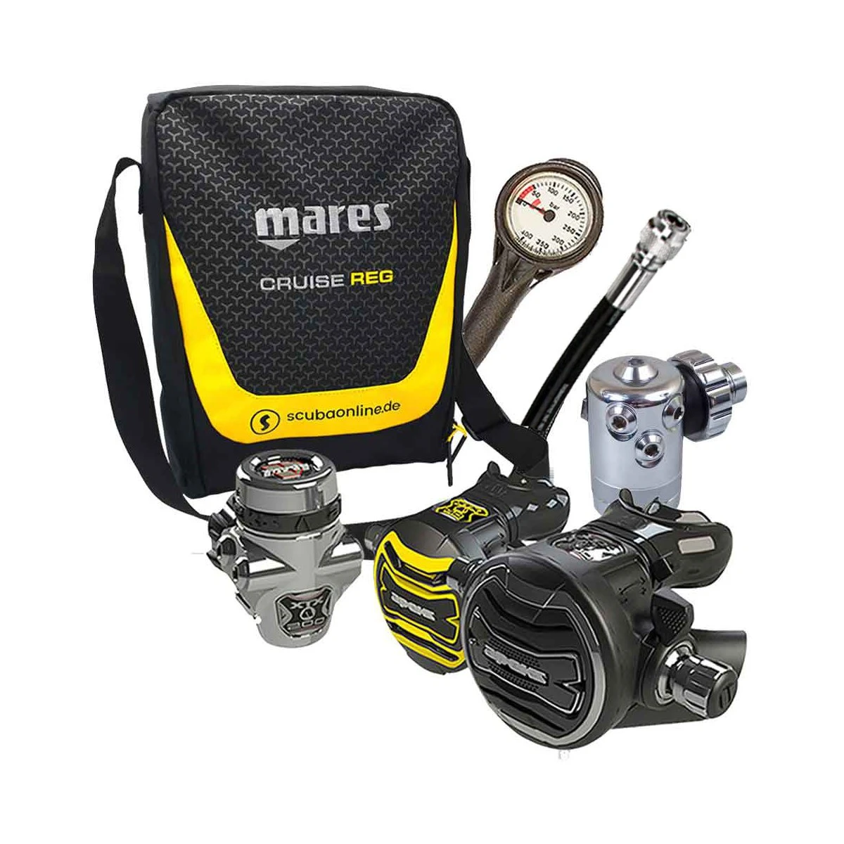 Atemregler Komplettset XTX 200 Din + Oct. XTX 40 Set + 1. Stufe DS4 / Atemreglertasche / Finimeter / Inflatorschlauch 3 Atemregler Komplettset XTX 200 Din + Oct. XTX 40 Set + 1. Stufe DS4 / Atemreglertasche / Finimeter / Inflatorschlauch