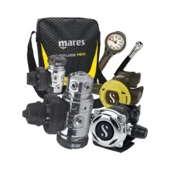 Atemreglerkomplettset MK19 EVO DIN / A700 / S270 + 1.Stufe MK17 EVO / Atemreglertasche / Finimeter / Inflatorschlauch