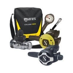 Atemreglerkomplettset MK19 EVO DIN / S620ti / S270 / Atemreglertasche / Finimeter / Inflatorschlauch