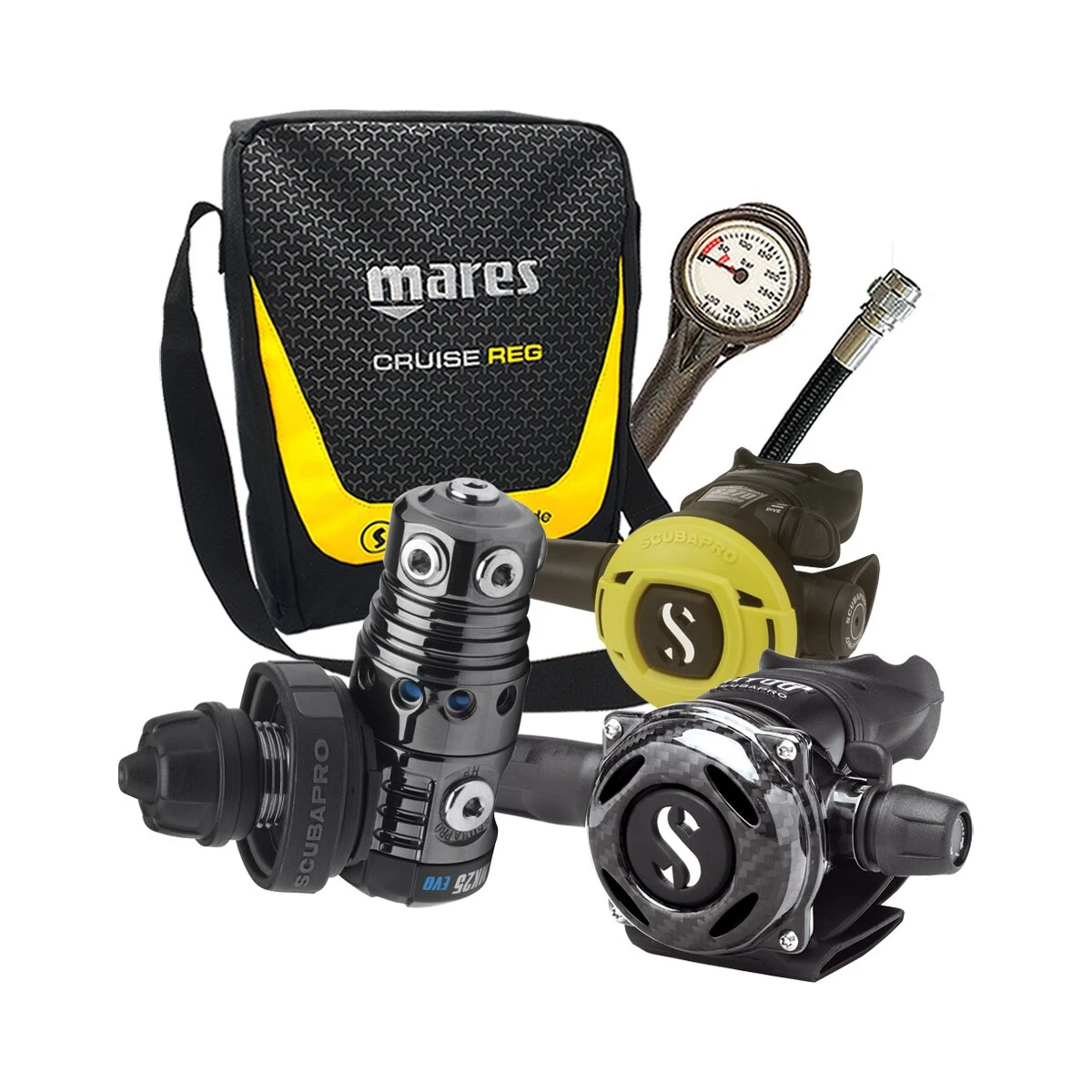 Atemreglerkomplettset MK25 EVO Black Tech DIN / A700 Carbon Black Tech / S270 / Atemreglertasche / Finimeter / Inflatorschlauch 4 Atemreglerkomplettset MK25 EVO Black Tech DIN / A700 Carbon Black Tech / S270 / Atemreglertasche / Finimeter / Inflatorschlauch – Bild 2