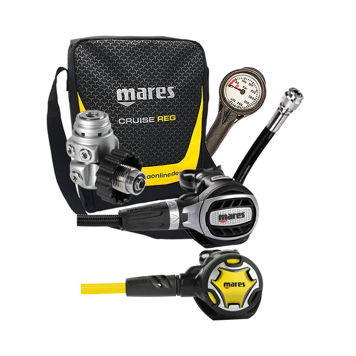 Mares Atemreglerkomplettset Ultra 62X DIN Mit Octopus Dual / Atemreglertasche / Finimeter / Inflatorschlauch 3 Mares Atemreglerkomplettset Ultra 62X DIN Mit Octopus Dual / Atemreglertasche / Finimeter / Inflatorschlauch